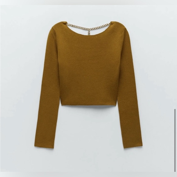 Zara - Long Sleeve Knit Top With Gold Chain - S - Picture 1 of 6
